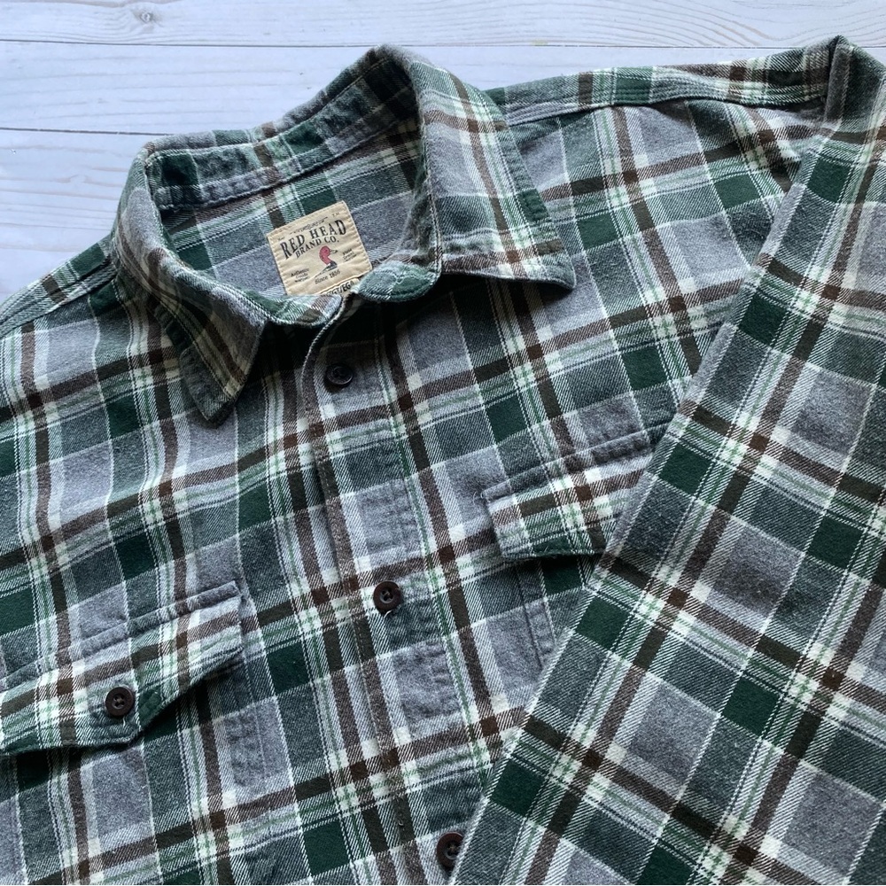Men’s RED HEAD BRAND CO Long Sleeve Plaid Flannel Shirt Size XLT